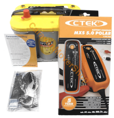 CaravanMoverShop Upgrade set 2; Yellow Top YT S 4.2 Ctek XS5.0 Polar Montagerahmen und Batterieladee